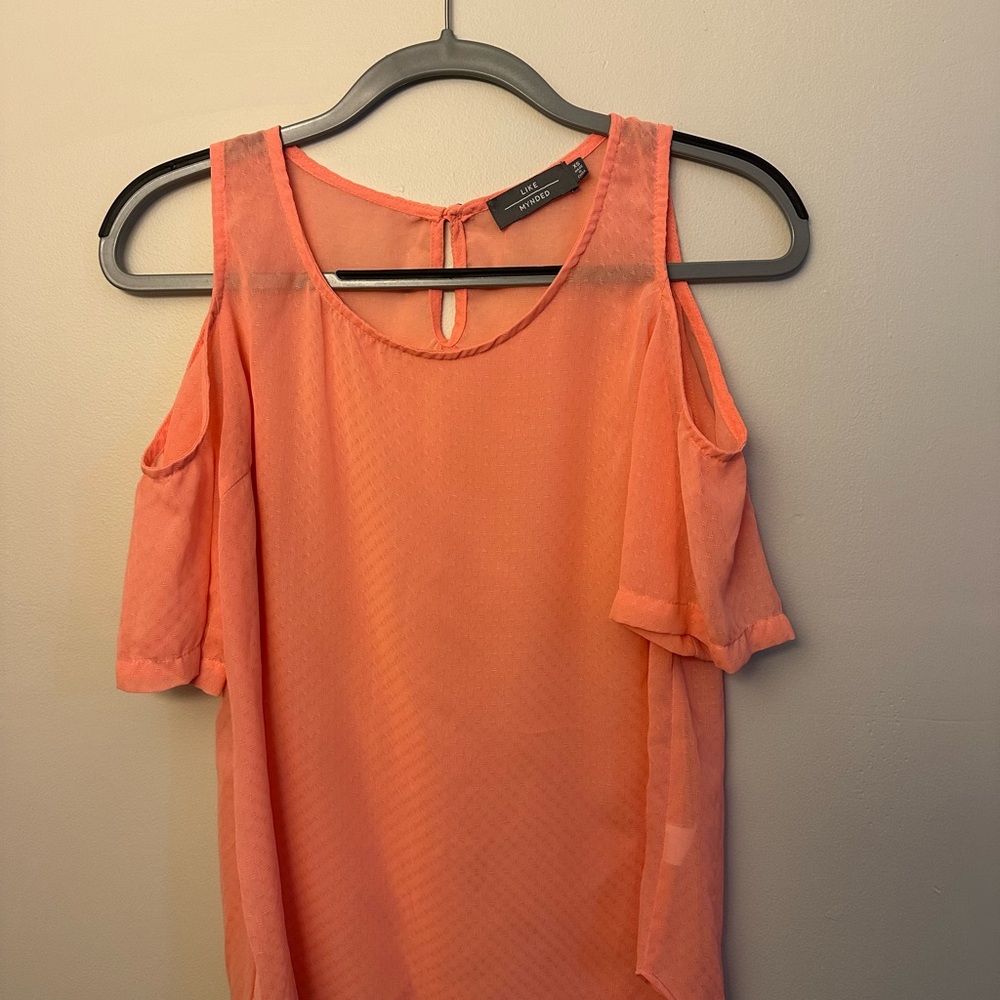 Coral Cold Shoulder Top